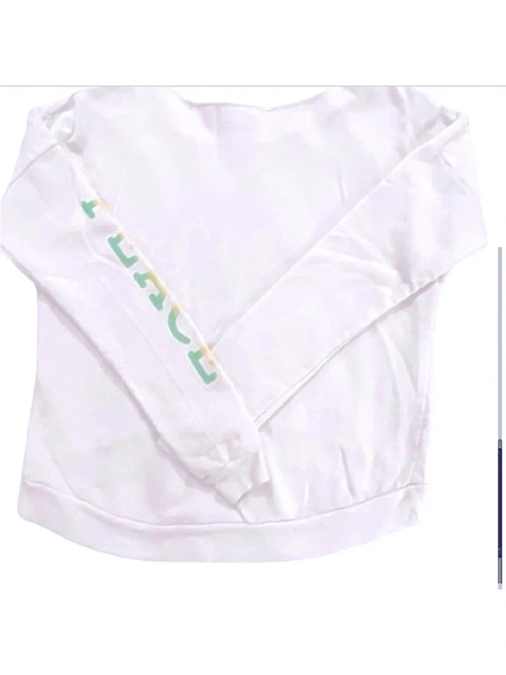 So Nikki- Vintage Sweatshirt-Cutout Neckline Neon Heart & Peace on Sleeve